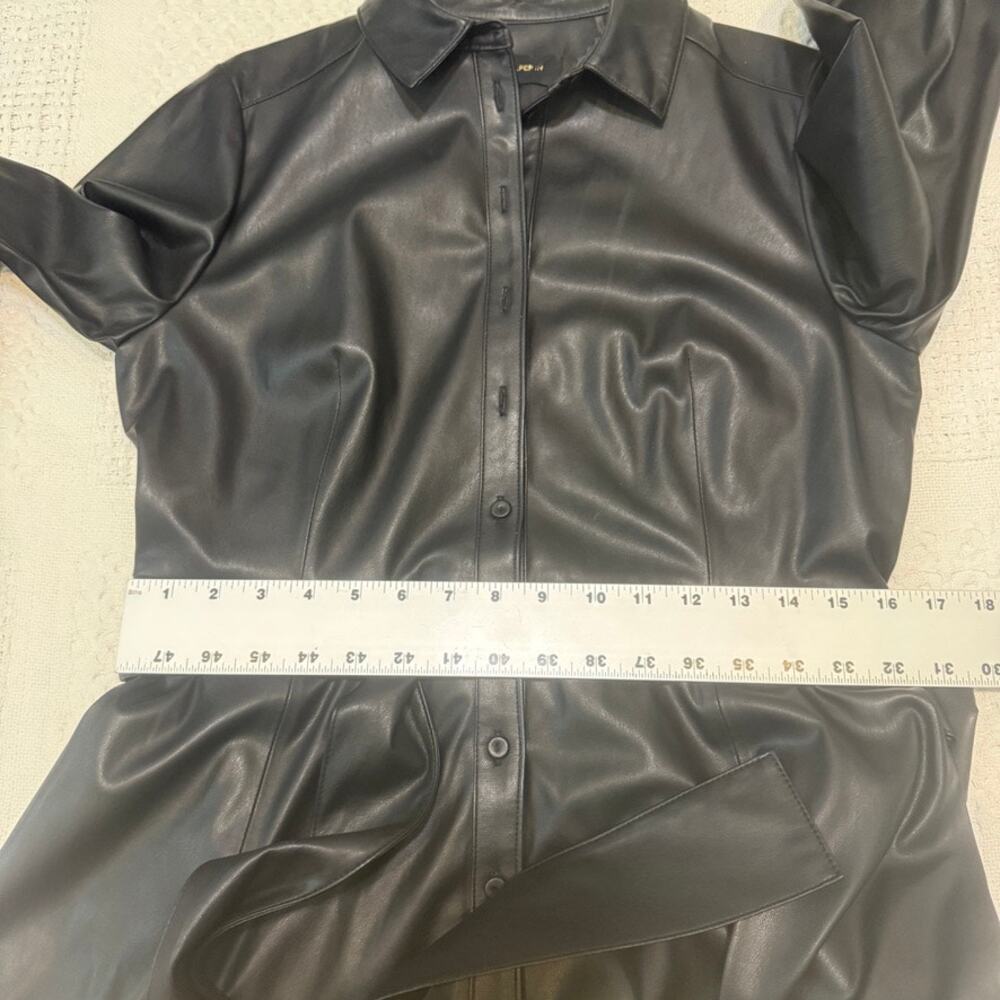 Kobi Halperin Wyatt medium long sleeve faux leather shirtdress D2 3298 - Picture 9 of 14